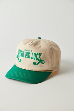 Just as versatile as it is vintage-inspired, this wear-anywhere baseball cap is featured in a retro-style silhouette with an unstructured, 5-panel crown and super cool screen-printed logo for a western-inspired touch. **Features:** 5-panel crown, unstructured style, rope detail at brim, adjustable back detail **Why We ❤ It:** *The* ideal finishing touch to add to absolutely any 'fit, this stand-out hat is sure to be your go-to pick for countless years to come. | Wish Me Luck Western Baseball Cap at Free People in Ivory Everyday Trucker Cap, Cool Caps Hat, Cute Hats For Women Ball Caps, Trucker Hats Western, Throwback Baseball Trucker Hat, Western Baseball Caps, Ball Caps For Women, Cute Baseball Hats, Ranch Outfits