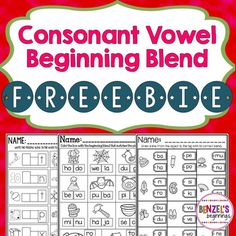 the freebiee worksheet for beginning and ending sounds is shown in two different colors