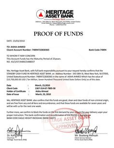 a letter from the heritage asset bank requesting that it is not paying for an atm