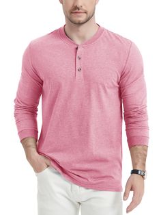 PRICES MAY VARY. MATERIAL: 65% Cotton, 35% Polyester; Comfortable, stretchy and hard-wearing, perfect for daily casual wearing(Solid color is pure cotton while heather color is 65% cotton & 35 polyester) CLASSIC HENLEY STYLE: Three button henley closure, easy on and off, modify the shape of your neck. Best choose to build a leisure or old movie looking RIBBED NECKLINE & CUFF: Ribbed design is more hard-wearing than normal design, more comfortable and warm at night or cold weather EASY TO MATCH: Shirt Casual Style, Mens Henley, Old Movie, Henley Shirt, Ribbed Neckline, Henley Shirts, Shirt Fashion, Grey Cotton, Casual Shirt