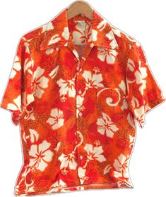 Orange Short Sleeve Shirt For Vacation, Orange Summer Beach Shirt, Summer Orange Shirt For Beach, Summer Orange Beach Shirt, Orange Short Sleeve Hawaiian Shirt For Spring, Orange Hawaiian Short-sleeve Top, Orange Cotton Camp Shirt For Summer, Summer Orange Cotton Camp Shirt, Orange Printed Casual Hawaiian Shirt