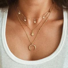 Bls-miracle Bohemian Multi layer Pendant Necklaces For Women Fashion Golden Geometric Charm Chains Necklace Jewelry Wholesale - Miss.Be Multi Layer Necklace, Star Necklace, Boho Necklace, Wholesale Jewelry, Necklace Designs, Layered Necklaces, Beautiful Necklaces, Chains Necklace