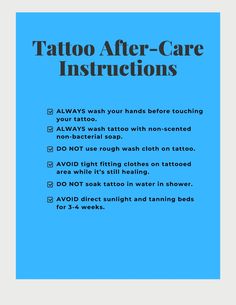 the instructions for tattoo after - care instructions