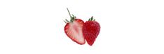 two strawberries are shown on a white background