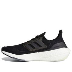 The adidas UltraBoost 21 'Core Black' is a performance running shoe that combines lightweight comfort with enhanced energy return. The upper is made from recycled Primeblue materials, including Parley Ocean Plastic, and is fortified with a midfoot cage and molded heel counter. The midsole is made from Boost, which provides added responsiveness via a new Torsion system. (SNKR/Unisex/Low Top/Non-Slip/Wear-resistant) Adidas Running Shoes With Air Cushioning For Streetwear, Adidas Sporty Trail Running Shoes For Jogging, Adidas Trail Running Shoes For Jogging In Athleisure Style, Adidas Athleisure Trail Running Shoes For Jogging, Adidas Functional Running Shoes With Boost Midsole, Adidas Running Shoes With Boost Midsole, Adidas Athleisure Trail Running Shoes, Adidas Low-top Athleisure Running Shoes, Adidas Functional Athletic Fit Running Shoes