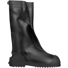 Tackle the toughest environments with confidence in the Tingley Workbrutes G2 17" black non-slip work boot overshoe unisex large 45850.LG. The G2 line features extra space in the toe, allowing it to fit over a wide range of safety boot and work shoe sizes. Constructed from extremely durable PVC material, this overboot is built to provide ultimate protection from liquids, mud, and harsh chemicals throughout the workday, and a molded-in button effortlessly ensures a tight fit and a proper seal. Black Waterproof Safety Boots, Black Waterproof Boots For Protection, Black Slip-resistant Safety Boots, Durable Black Safety Boots, Durable Black Work Boots For Protection, Durable Black Work Boots, Black Waterproof Work Boots For Protection, Black Safety Boots With Reinforced Toe, Black Waterproof Work Boots