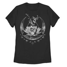 This beautiful Juniors' Lotus Flower Crescent Moon Graphic Tee is a must add to your graphic tee collection. In black. This beautiful Juniors' Lotus Flower Crescent Moon Graphic Tee is a must add to your graphic tee collection. In black. Crewneck Short sleeveFABRIC & CARE Cotton Imported Machine wash - Delicate Size: Small. Gender: female. Age Group: kids. Material: Cotton / Poly. Moon Graphic Tee, Moon Graphic, Graphic Tee Style, Black Crewneck, Floral Short, Graphic Tees Women, Black Media, Lotus Flower, Crescent Moon