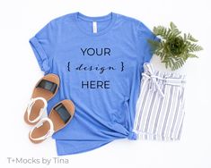 Receive one digital image download featuring Bella Canvas 3001 t-shirt in Heather Columbia Blue.  Shop here for affordable high quality digital mockup t-shirt designs curated to optimize your small business sales.  Here you'll find professional image resources using trending fashion lifestyle content, a smart choice for your specialized and stylish t-shirt brand.  PRODUCT INFORMATION Digital image download of a blank Bella Canvas 3001 t-shirt in Heather Columbia Blue, themed in a fresh summer mockup and ready for your SVG transfer image.  You will receive one high resolution 5000px x 4000px JPG image, sized at an Etsy ratio of 5:4 for easy use with your software of choice. Mockups are designed and photographed using real and trending props, no photoshopped items are ever used here! HOW TO Styled Tshirt, Blank Mockup, Tee Mockup, Tshirt Knot, Bravo Tv, Tropical Blue, Custom Clothing, T Shirt Mockup, Columbia Blue