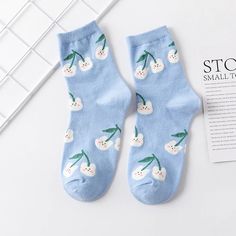 Japanese Cute Socks Food Socks, Rash Guard Swimwear, Style Kawaii, Kawaii Harajuku, Harajuku Style, Kawaii Design, Cute Socks, Cotton Socks, Solid Tops