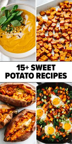 sweet potato recipe collage with text overlay