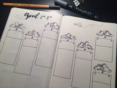 Bullet journal weekly spread, cloud theme Cloud Bullet Journal, April Bullet Journal Weekly Spread, Bujo Dividers, Boju Ideas, Journaling Themes, April Weekly Spread, Cloud Journal, April Spread, Bujo Sketches