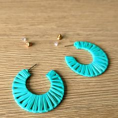 New: Turquoise Woven Straw Hoop Earrings. Lighter Weight. For Pierced Ears, Post And Backs In Tact. Fun, Bright Accessory To Your Lewks Pair With Your Bright Outfit, Or Add Some Color To A Neutral Look. Note: The Original Packaging Does Not Include Detail Of Being Nickel Free, So If You Have An Allergy, You May Want To Pass On These. Don't Want To Risk It! Summer Light Blue Pierced Earrings, Blue Hoop Earrings For Spring, Blue Hoop Earrings For Summer Gift, Blue Hoop Earrings As Summer Gift, Blue Hoop Earrings As A Summer Gift, Blue Hoop Earrings For Spring Gift, Blue Hoop Earrings For Summer, Bright Outfit, Pierced Ears