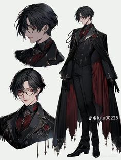 an anime character with black hair wearing a red and black cape, standing in front of white