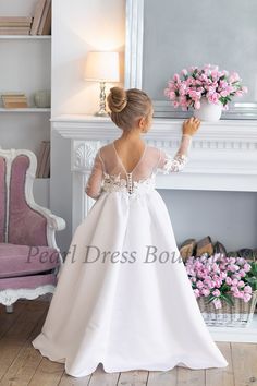 Elegant Long Sleeve Princess Dress For First Communion, Long Sleeve Fitted Princess Dress For Wedding, Fitted Long Sleeve Princess Wedding Dress, Fitted Long Sleeve Pageant Dress For Wedding, Fitted Long Sleeve Wedding Pageant Dress, Elegant Long Sleeve Princess Dress For Baptism, Long Sleeve Tulle Pageant Dress For Wedding, Elegant Long Sleeve Princess Dress For Wedding, Long Sleeve Princess Style First Communion Dress