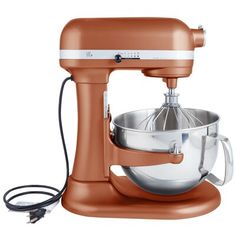 KitchenAid The product is perfect for heavy, dense mixtures. The burnished metal flat beater, powerknead spiral dough hook, and 6-wire whisk will help you mix, knead and whip ingredients into culinary masterpieces quickly and easily. For even more versatility, the power hub fits optional attachments from food grinders to pasta makers and more. Color: Copper Pearl Kitchenaid Artisan Mixer, Kitchenaid Professional, Countertop Appliances, Kitchenaid Stand Mixer, Lift Design, Stainless Steel Bowls, Pasta Maker, Bread Bowls, Stainless Steel Bowl