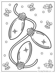 a coloring page for christmas lights and snowflakes