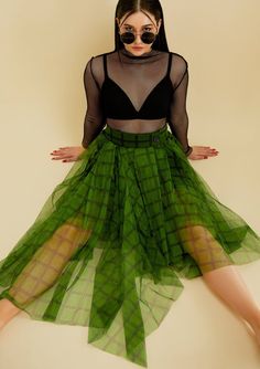 Green Plaid Tulle Skirt - Kate Hewko Punk Inspiration, Fashion Revolution, Wardrobe Style, Green Skirt, Green Plaid, Festival Outfits, Festival Fashion, Holiday Outfits, Model Measurements