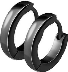 Black Stainless Steel Hoop Earrings, Modern Black Stainless Steel Hoop Earrings, Minimalist Black Stainless Steel Hoop Earrings, Black Stainless Steel Hoop Jewelry, Black Hypoallergenic Hoop Cartilage Earrings, Black Hypoallergenic Hoop Earrings In Stainless Steel, Black Metal Hoop Cartilage Earrings, Black Small Hoop Earrings Internally Threaded, Gift Black Internally Threaded Hoop Earrings