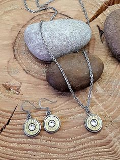 Jewelry Set - Stainless Bullet Necklace & Earring Set Shell Wedding, Bullet Crafts, Pins Ideas, Wedding Boutonnieres, 44 Magnum, Bullet Earrings, Antler Jewelry, Patriotic Jewelry, Boot Bracelet