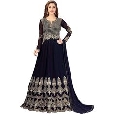 Nivah Fashion Womens Georgette Embroidery Anarkali Suit Set Stitched Navy Medium Suit Fabric: Anarkali Kurta: Georgette || Salwar; Inner: Santoon || Dupatta: Nazneen Style: Anarkali Suit/ Gown||Sleeve: Full Sleeve || Neckline: V Neck Work Type: Floral Embroidery, Lace Border Work Dupatta Stitched Type : Ready To Wear Stitched Anarkali Suit Package Contents: 1 Anarkali Kurta; 1 Salwar; 1 Dupatta Features: Anarkali Size: Womens Medium Condition: New With Tags Embroidery Anarkali, Embroidery Lace Border, Suit Gown, Anarkali Kurta, Anarkali Suit, Gowns With Sleeves, Suit Fabric, Lace Border, Embroidery Lace