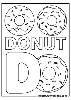 the letter d is for donut coloring page with two doughnuts on it