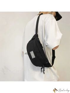 BirdinBag - Stylish Unisex Waist Bag with Letter Patch Accents Casual Softback Bag, Casual Softback Shoulder Bag, Trendy Softback Bags For Outdoor Activities, Casual School Backpack-style Belt Bag, Casual Bags With Removable Pouch, Casual Softback Bags With Removable Pouch, Casual Softback Bag With Removable Pouch, Casual Shoulder Bag Backpack Style, Casual Shoulder Backpack