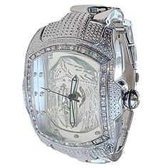 Holy Jesus Christ Hip Hop Watch CZ Iced Bling Out Silver Tone 8 Silver Diamond Watch With Diamond Accents As Gift, Silver Stainless Steel Round Diamond Watch, Silver Formal Watches With Bling, Formal Silver Watches With Bling, Silver Bling Watches For Formal Occasions, Silver Cubic Zirconia Watch As Gift, Formal Silver Diamond Watch With Bling, Silver Stainless Steel Diamond Watch With Diamond Accents, Silver Diamond Watch With Round Face