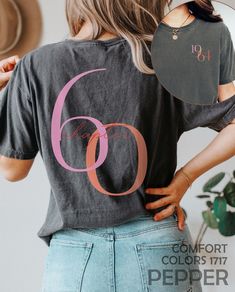 "Classic 1964 Shirts For Women, Vintage 60th Birthday Year Number Tshirt For Him, Cute 60th Milestone Best Friend 60 Bday T-Shirt For Her HOW TO ORDER ➀ Select color ➁ Select the size (Please check size chart) ✦ True to size. Size up 1-2 sizes for an oversized look. ➂ Add to cart ✦ (Optional) \"Add message to Seller\" on the checkout page. GARMENT FEATURES ✦ Crew neckline ✦ Direct to garment printing - no vinyl, decal, or iron-on technique ✦ Our designs are printed on the garment to last a long 30th Birthday Outfit Ideas For Women, 1994 Shirt, 30th Birthday Outfit, Bday Shirt, Bday Gift, Cute Shirt Designs, Garment Industry, Birthday Tshirts, Shirts For Women