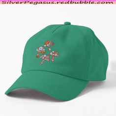 "Floral Mushrooms Orange" Dad Hat by SilverPegasus. Polo-style cap, designed with rust orange mushrooms, adorned with 70s style light blue and orange flowers. Mushrooms Design, Orange And Light Blue, Whimsical Fall, Peach Background, Autumn Foliage, Mushroom Design, 70s Style, Polo Style, Retro 70s