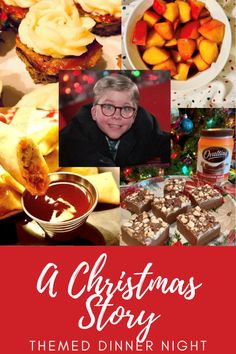 A Christmas Story Themed Dinner Night and Menu A Christmas Story Dinner And A Movie, A Christmas Story Movie Snacks, The Christmas Story Movie Party, Christmas Story Movie Party Ideas, A Christmas Story Themed Food, Christmas Mystery Dinner Menu Ideas, A Christmas Story Food Ideas, A Christmas Story Party Food, Christmas Story Food Ideas