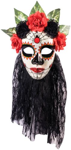 PRICES MAY VARY. Day of the dead senora deluxe mask with elastic band Black and red spider design with red roses and black lace veil One size fits most adults Great for dia de los muertos celebrations, parades, Mardi Gras, Halloween, and more Made by Forum Novelties, a company with decades of experience offering costumes, accessories, and fun novelty products for all occasions, fabric is not applicable Witch Princess, Joker Women, Superhero Women, Day Of The Dead Mask, Mask Woman, Dead Costume, Costumes Scary, Elsa Disney, Professional Costumes