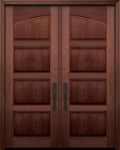 an image of two wooden doors with metal handles