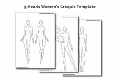 four female mannequins with the text 9 heads women's crouis template