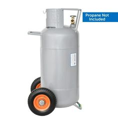 a propane tank with wheels is shown on a white background and has the words propane not included