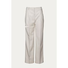 There's Always A Subversive Twist To Boyarovskaya's Designs, Especially When It Comes To Basics Like These 'Cutlith' Pants. Made In Italy, This High-Rise Pair Has A Slashed Leg That Reveals A Hint Of Skin. Style Them With A Slim Bodysuit Or Tucked-In Tee. 11" Rise, 32" Inseam, 17" Leg Opening Color: Ecru Fabrication: 65% Polyester, 35% Polyurethane Care: Machine Wash Cold Standard Clothing Sizing Luxury White Straight Leg Bottoms, Modern White Pants With Straight Hem, Tailored White Pants With Straight Hem, Luxury White Wide Leg Bottoms, Luxury White Wide-leg Bottoms, Modern White Tapered Leg Pants, Modern White Trousers, Luxury White Pants For Workwear, Luxury White Workwear Pants