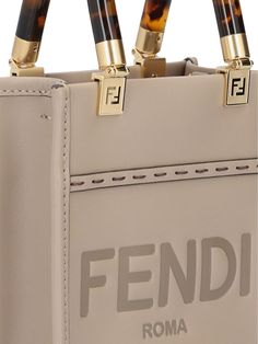 100% Calf Leather | Fendi Women's Sunshine Handbag in Dove Grey/Gold Soft | FW23/24 Luxury Shopping Bag With Handles, Designer Everyday Bag With Detachable Handle, Designer Bags With Detachable Handle For Everyday, Designer Top Handle Bag With Detachable Strap, Designer Shoulder Bag With Handles, High-end Shopping Bag With Detachable Handle, High-end Everyday Shoulder Bag, Luxury Double Handle Shoulder Bag For Errands, High-end Tote Shoulder Bag With Dust Bag