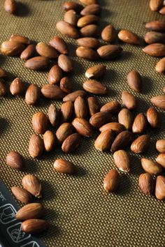 some almonds are laying on a table