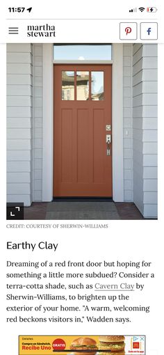 the front door of a house is shown in an email message from martha stewart com