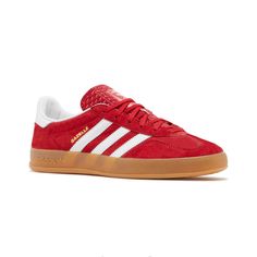 Brand New - Adidas Gazelles Red Custom Sneakers With Gum Sole, Red Adidas Low-top Skate Shoes, Red Low-top Adidas Skate Shoes, Adidas Red Casual Custom Sneakers, University Red Sneakers With Gum Sole, Red Adidas Casual Custom Sneakers, University Red Lace-up Sneakers With Gum Sole, Adidas Sneakers With Red Sole And Round Toe, Adidas Red Lace-up Skate Shoes