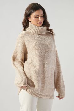 Salt and Pepper Turtleneck Sweater – Sugarlips Cowl Sweater, Turtleneck Sweaters, Sweater Chunky, Womens Sweaters, Ladies Turtleneck Sweaters, White Tunic, Oatmeal Color, Cozy Vibes, Lazy Day