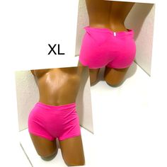 Shortie Xl Pink Stretch Short Pants, Pink Stretch Short Bottoms, Pink Stretch Bottoms Shorts, Pink Stretch Bottoms With Built-in Shorts, Stretch Brief Shorts For Loungewear, Stretch High Waist Loungewear Shorts, High Waist Stretch Shorts For Loungewear, Loungewear Shorts With Wide Waistband, Pink Stretch Brief Bottoms