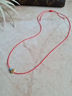 14k Gold Plated Disc Charm Red String Necklace Handmade Dainty Blue Beaded Adjustable Red Cord Choker Jewelry - Etsy UK Cord Choker, String Necklace, Choker Jewelry, Red String, Pretty Necklaces, Bead Store, Jewelry Choker, Bead Jewellery, Cord Necklace