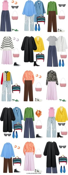 Spring Capsule Wardrobe 2022, Capsule Wardrobe 2022, Capsule Wardrobe Women, Colorful Wardrobe, Cooler Style, Capsule Wardrobe Outfits, Spring Capsule Wardrobe, Spring Capsule, Fashion Capsule