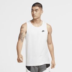 Made from soft cotton jersey fabric, the Nike Sportswear Tank is an everyday essential with a sleeveless design that allows you to move naturally. Nike Sportswear Mens, Nike Fleece, Nike Joggers, Cotton Jersey Fabric, Mens Club, Shorts With Tights, Men's Tank, Mens Sportswear, Jd Sports