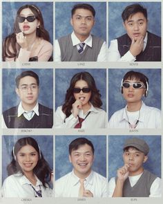 many different pictures of people wearing sunglasses and ties, all with the same name on them