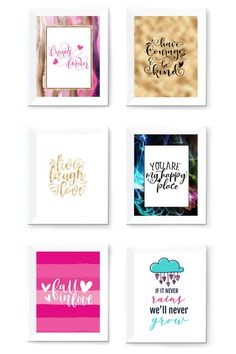 six cards with different sayings on them