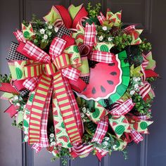 a watermelon wreath on the front door