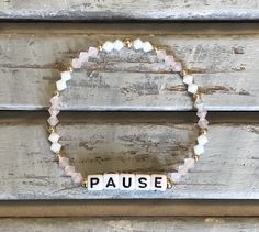 Word Bracelet-Pause-Stackable Bracelet-Custom Word Bracelet-Gift-Inspirational-Beaded Bracelets Word Bracelets, Word Bracelet, Acrylic Letters, Inspirational Bracelets, Star Words, Christmas Bracelet, Stackable Bracelets, Photo Bracelet, Bracelet Gift