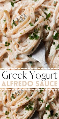 this greek yogurt alfredo sauce is the perfect side dish for any meal