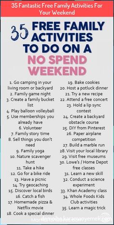 the 25 free family activities to do on a no spend weekend